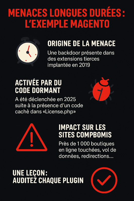 infographie d'un attaque par code dormant