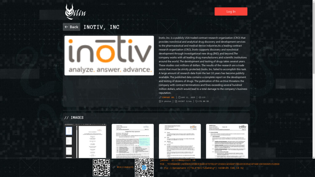 Inotiv, preuve ransomware par Qilin